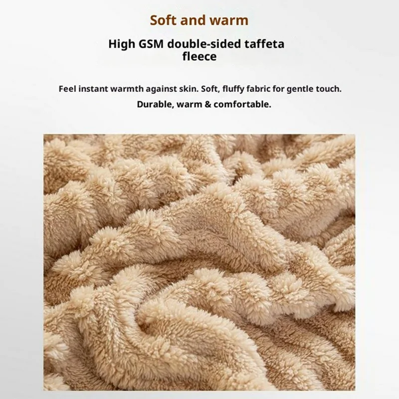 Couverture en polaire satinée ultra douce 150 x 200 cm, motif colonnade, jeté moelleux pour canapé lit - kaki