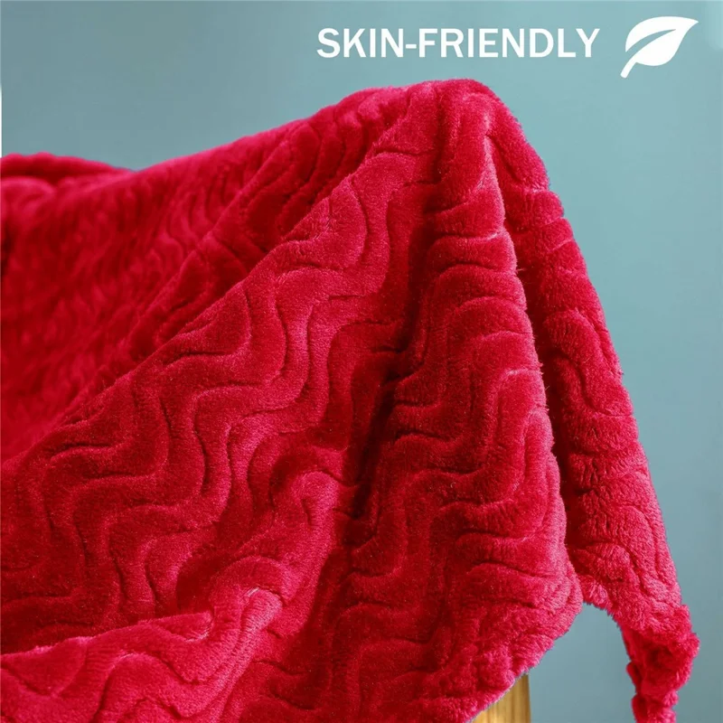 Couverture douce en flanelle 70 x 100 cm avec motif de blé, idéale pour canapé ou lit - Rouge