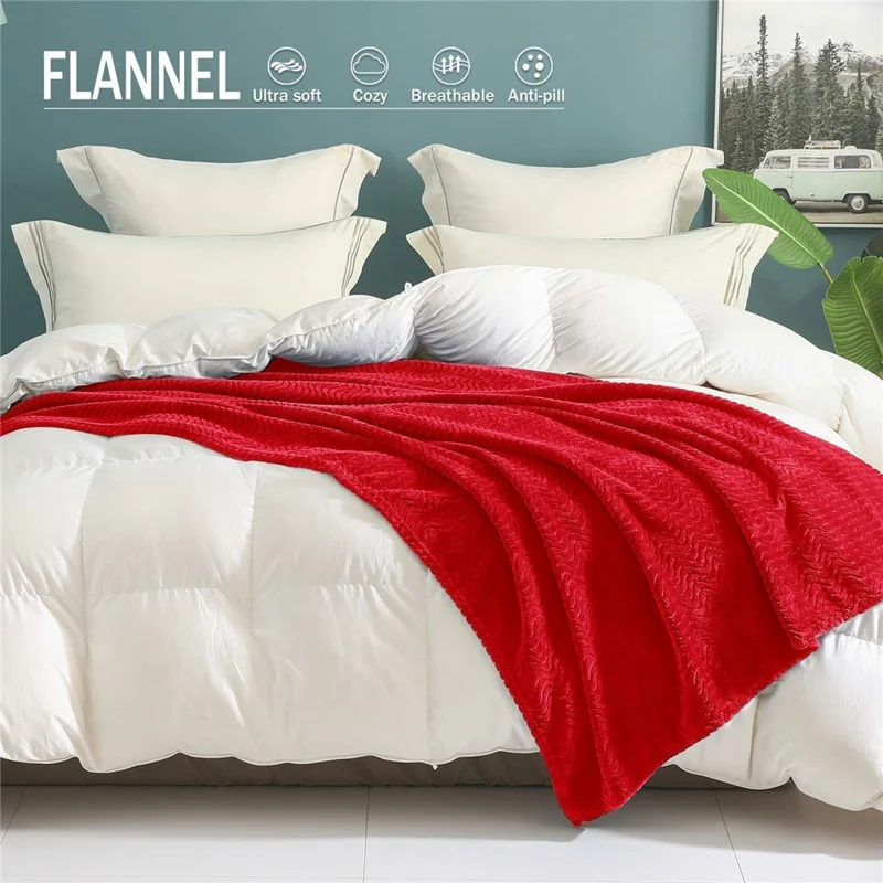 70 x 100cm Flannel Throw Blanket Wheat Pattern Cozy Blanket for Couch Bed - Khaki