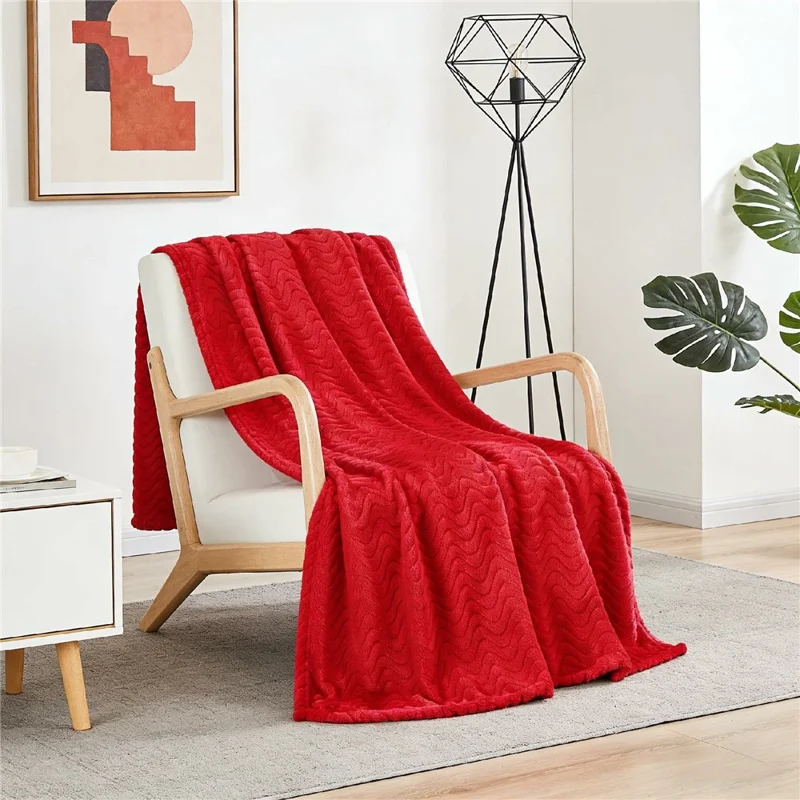 Couverture jetable en flanelle 100 x 150 cm, motif de blé, douillette, pour canapé ou lit - Rouge