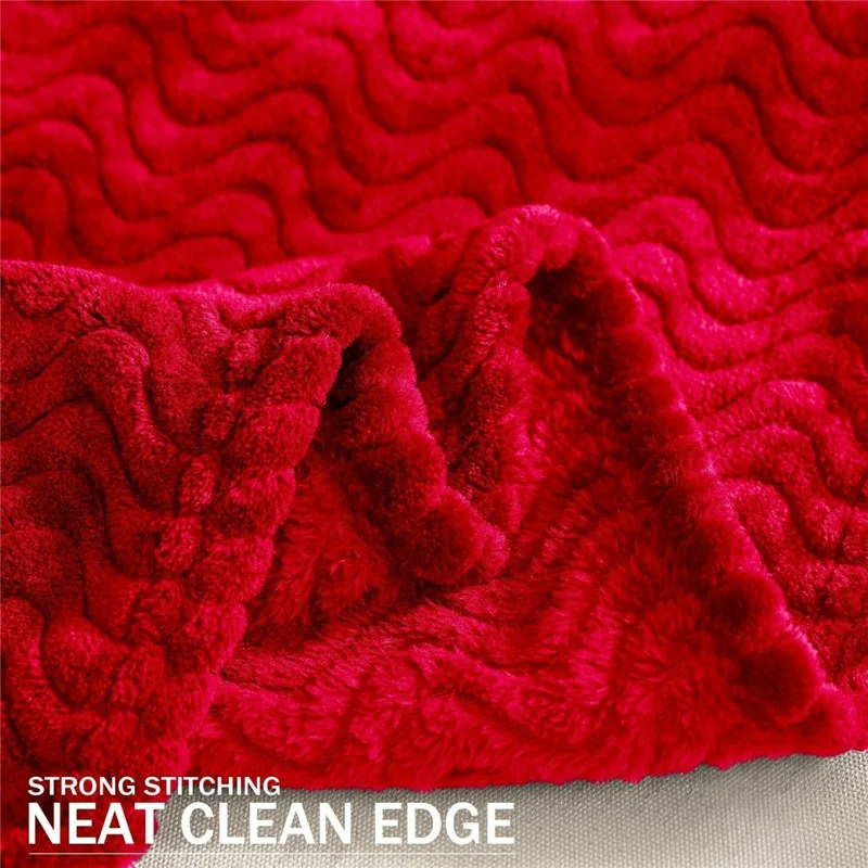 Couverture douillette en flanelle 200 x 230 cm avec motif de blé, pour canapé ou lit - Rouge