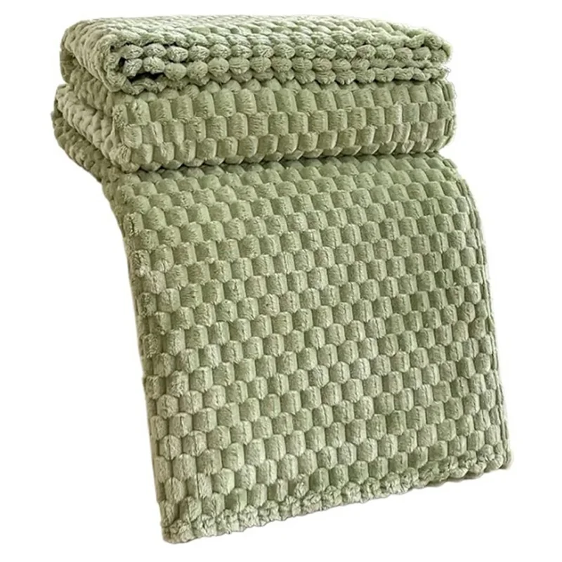 Couverture douce et confortable en polaire flanelle 200 x 230 cm, texture bulle, pour canapé ou lit - Vert