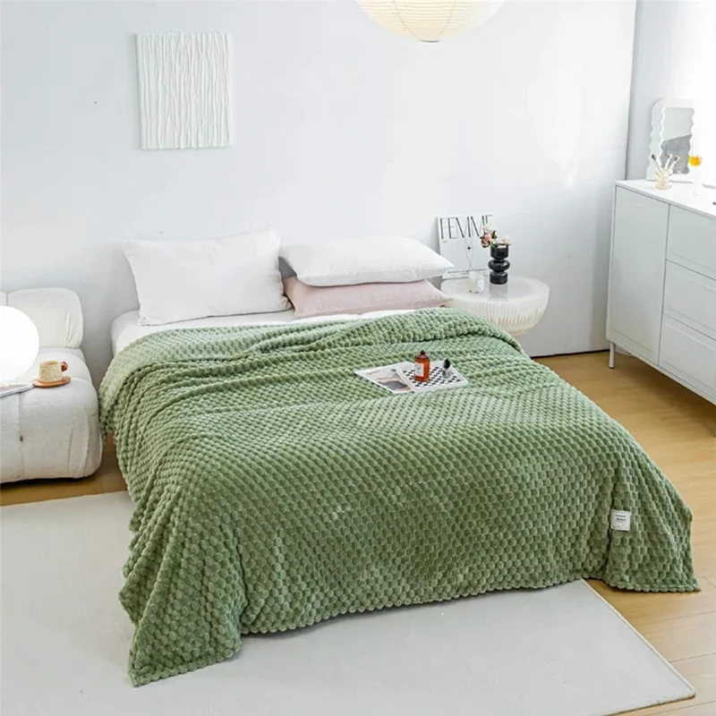 200 x 230cm Flannel Fleece Soft Cozy Bubble Texture Throw Blanket for Couch Bed - Pink