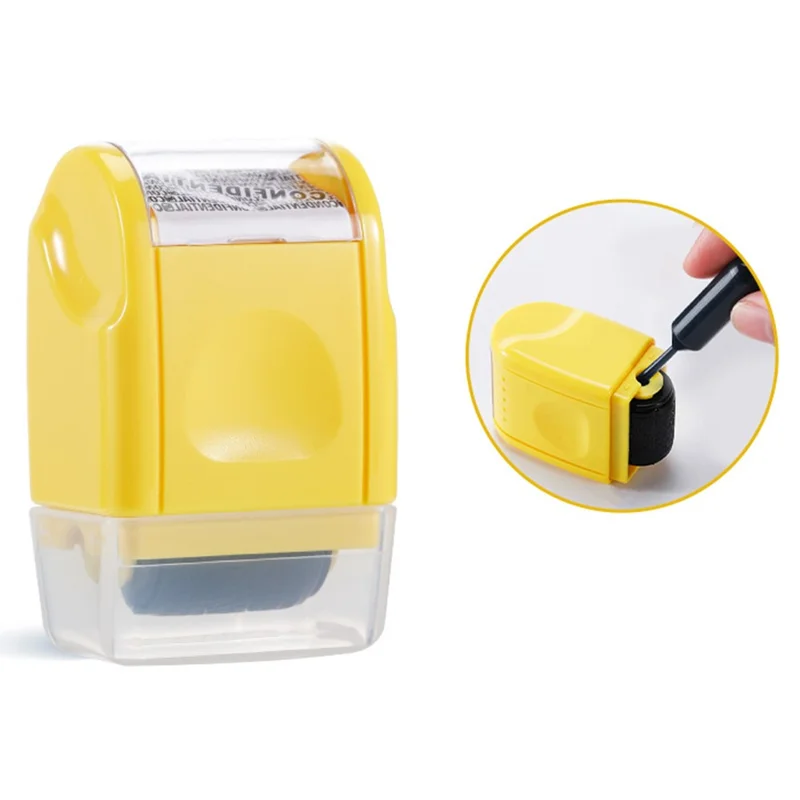 Privacy Protection Roller Stamp for Documents Address Labels Confidential Information Blocker - Yellow