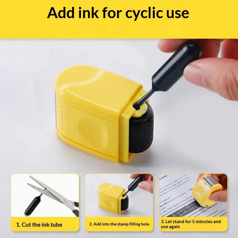 Privacy Protection Roller Stamp for Documents Address Labels Confidential Information Blocker - Yellow