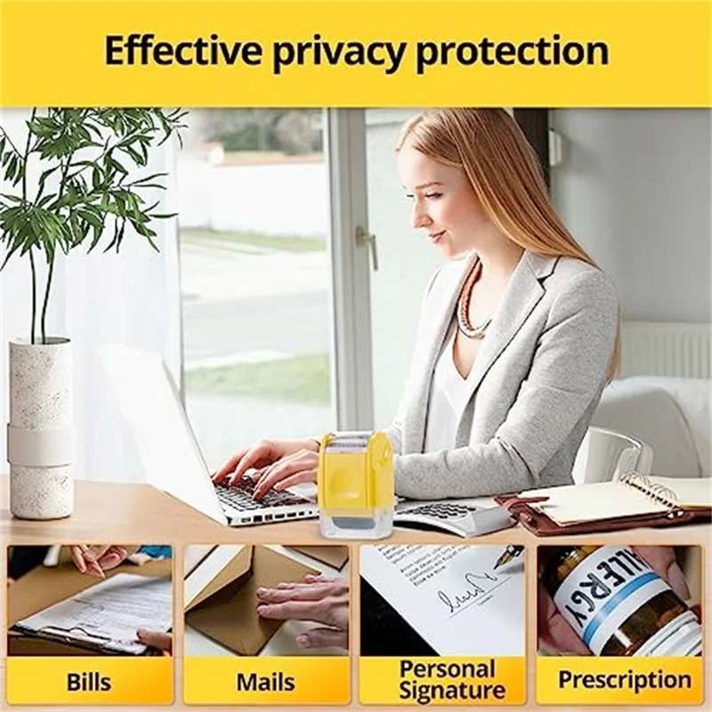 Privacy Protection Roller Stamp for Documents Address Labels Confidential Information Blocker - Green