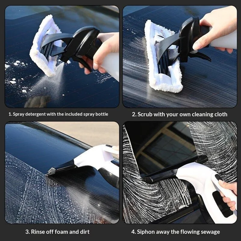 Handheld Electric Window Cleaner Portable Vacuum Squeegee with Spray Bottle for Home Glass Cleaning - EU Plug