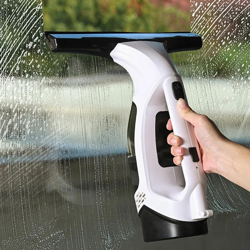 Handheld Electric Window Cleaner with Extendable Pole / Spray Bottle, Portable Vacuum Squeegee for Home Glass Cleaning - EU Plug