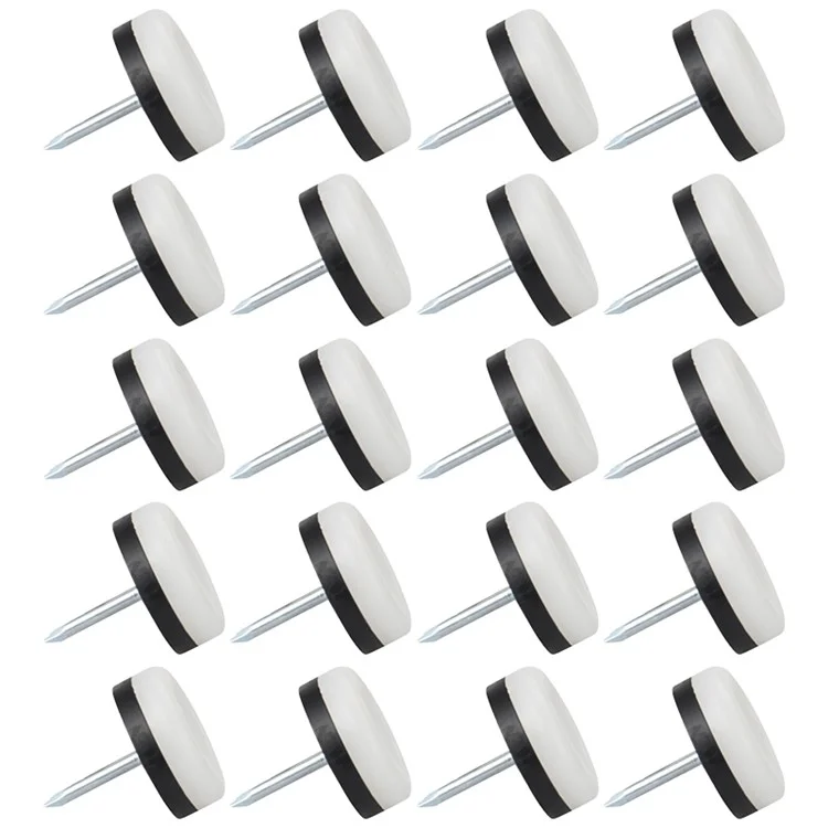 20Pcs / Set 25mm Diameter Round Nail-on Sliders Chair Legs Glides Table Feet Furniture Sliders Nail Furniture Feet Leg Floor Protectors Pads