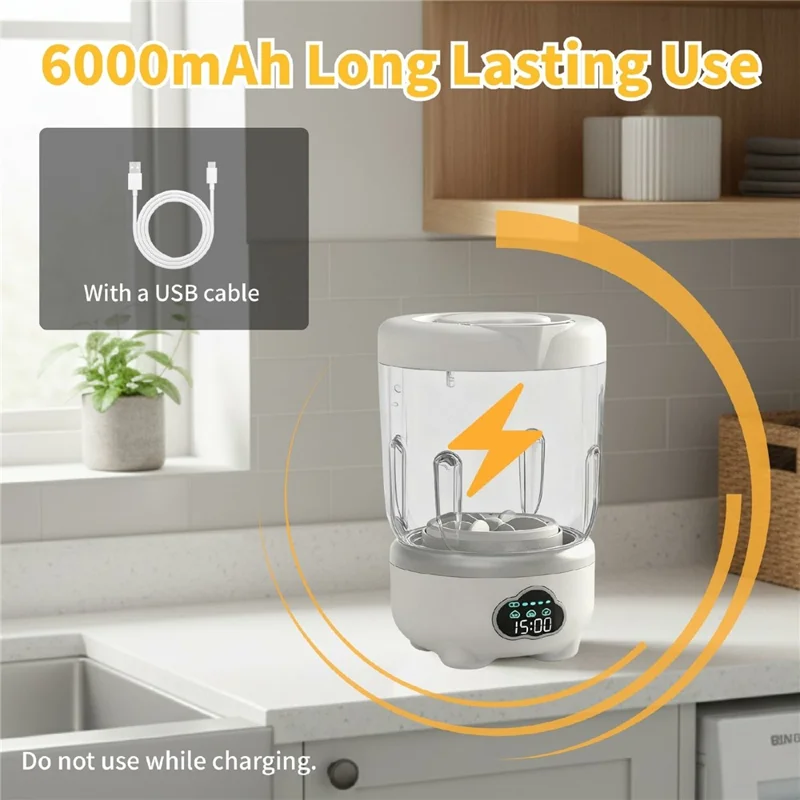 Mini Laundry Cup Portable Washing Machine Foldable Design with 3 Wash Modes for Underwear / Socks - White