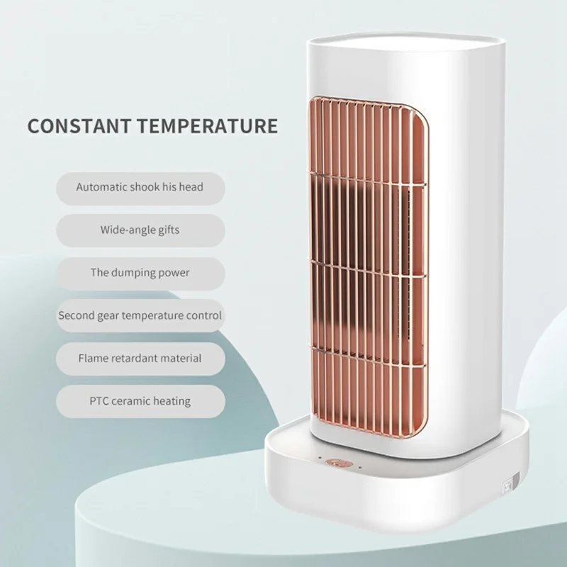 MR10 PTC Ceramic Space Heater Oscillating Fan Heater Portable Electric Heater for Home, EU Plug - White