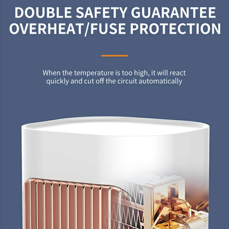 MR10 PTC Ceramic Space Heater Oscillating Fan Heater Portable Electric Heater for Home, EU Plug - White