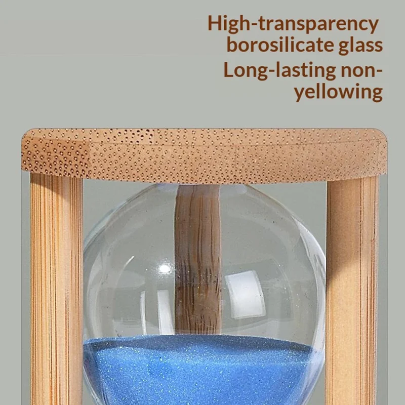 Time Hourglass 1 Minute Sand Timer Luminous Design Engraved Wooden Base Desktop Decoration - Blue