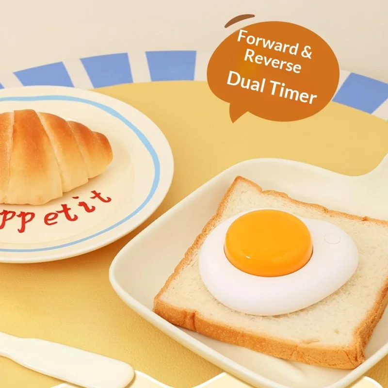 Creative Egg Magnetic Timer Kitchen Countdown Clock with Forward  /  Reverse Timing Modes for Cooking  /  Study  /  Work - White