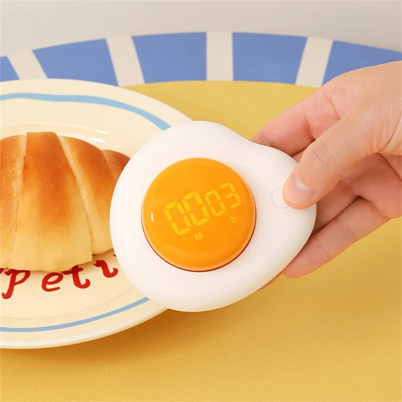 Creative Egg Magnetic Timer Kitchen Countdown Clock with Forward  /  Reverse Timing Modes for Cooking  /  Study  /  Work - White