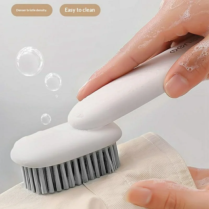 Spazzola per Pulizia Multifunzionale MENGNI 912 per Vestiti e Scarpe, Manico Lungo 170 Gradi, Setole Morbide - Bianco