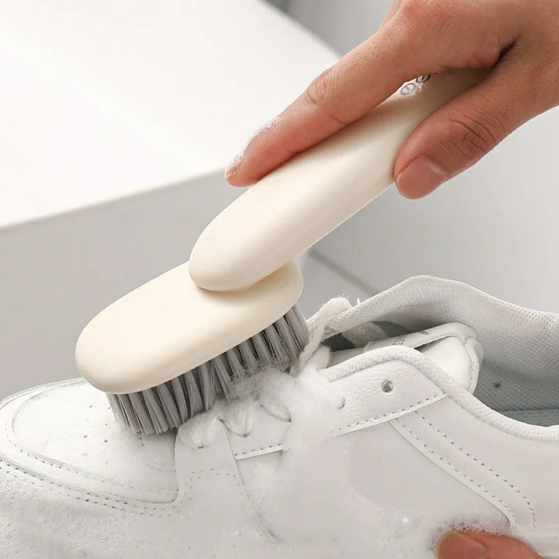 Spazzola per Pulizia Multifunzionale MENGNI 912 per Vestiti e Scarpe, Manico Lungo 170 Gradi, Setole Morbide - Bianco