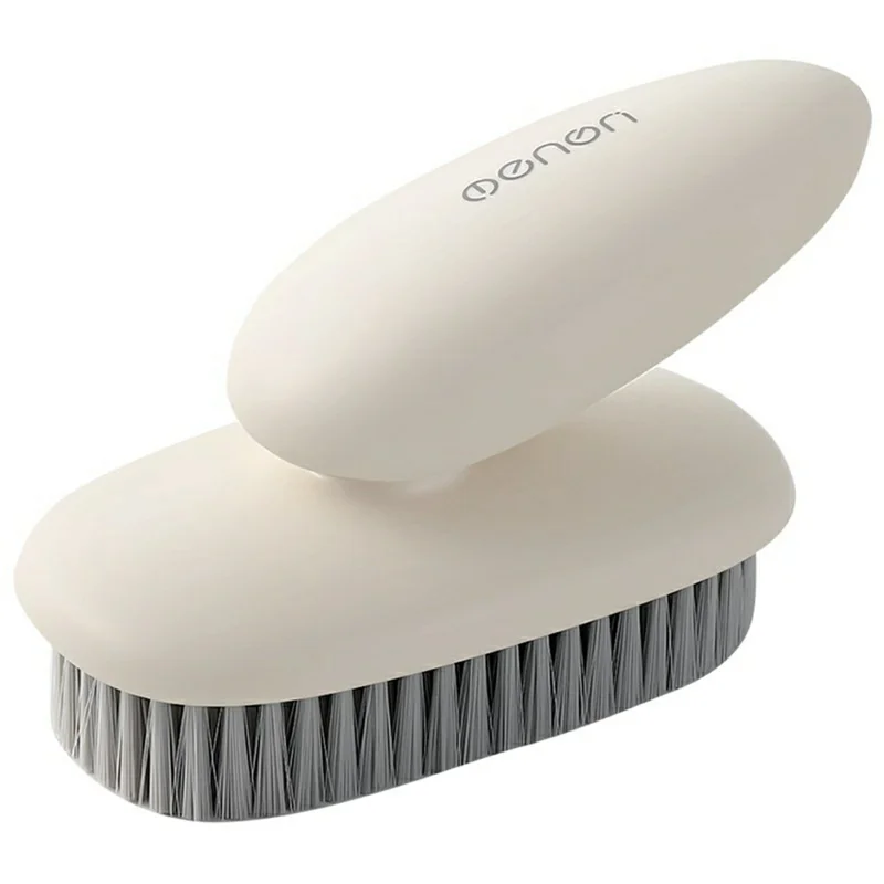 MENGNI 911 Multipurpose Cleaning Brush Ergonomic Handle Flexible Bristles Brush for Clothes Shoes - Light Yellow