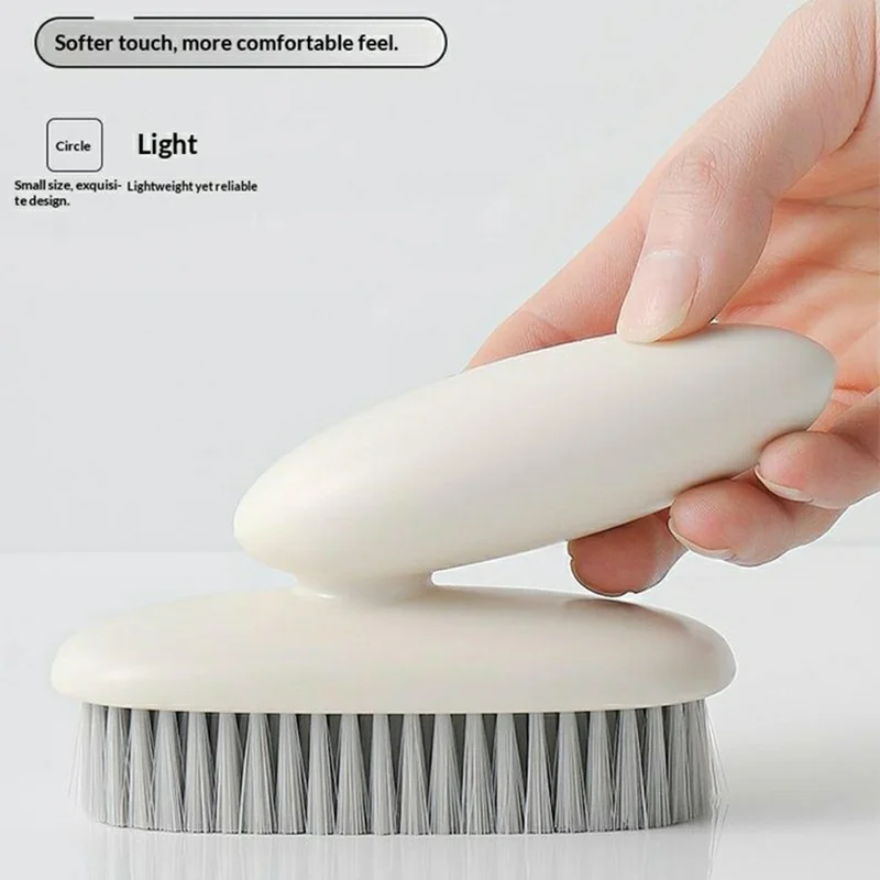 MENGNI 911 Multipurpose Cleaning Brush Ergonomic Handle Flexible Bristles Brush for Clothes Shoes - Light Yellow