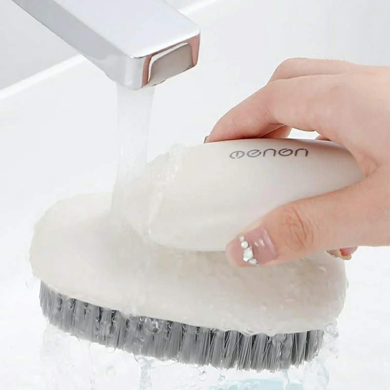 MENGNI 911 Multipurpose Cleaning Brush Ergonomic Handle Flexible Bristles Brush for Clothes Shoes - Light Yellow