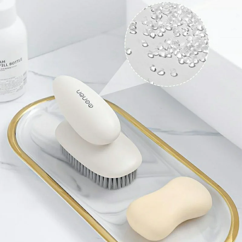 MENGNI 911 Multipurpose Cleaning Brush Ergonomic Handle Flexible Bristles Brush for Clothes Shoes - Light Yellow