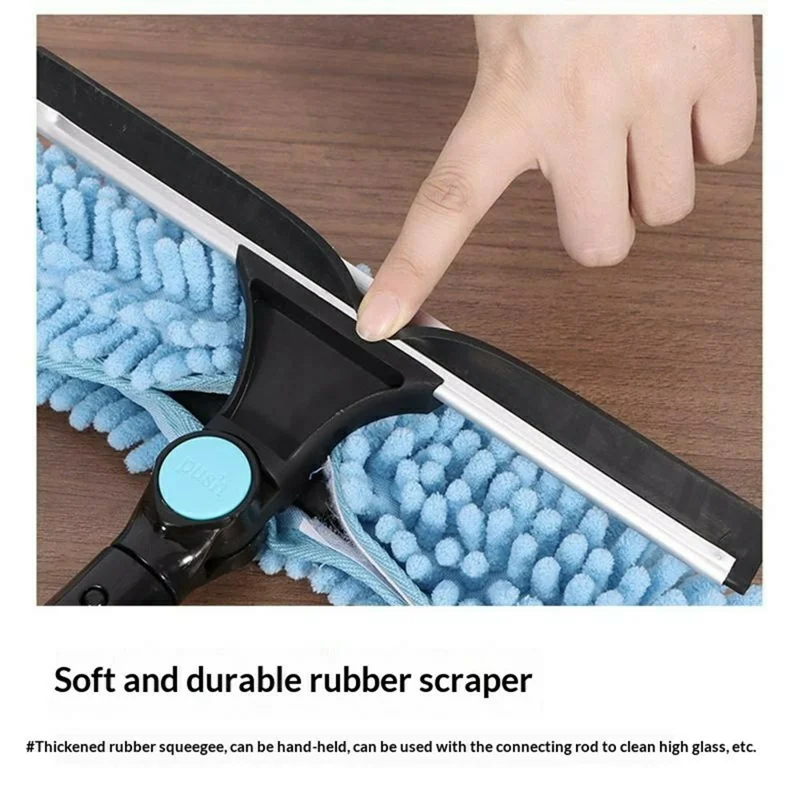 3,85 m 2-in-1 Telescopische Ruiteglaswisser Mop met 10 Uitschuifbare Delen en 2 Doeken - Oranje