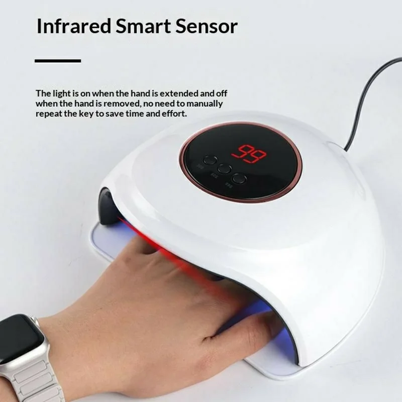 SML T13 Lâmpada de Unhas com Base UV 30 LED, Fonte de Luz Dupla Profissional para Arte de Unhas / Verniz em Gel / Manicure - Branco