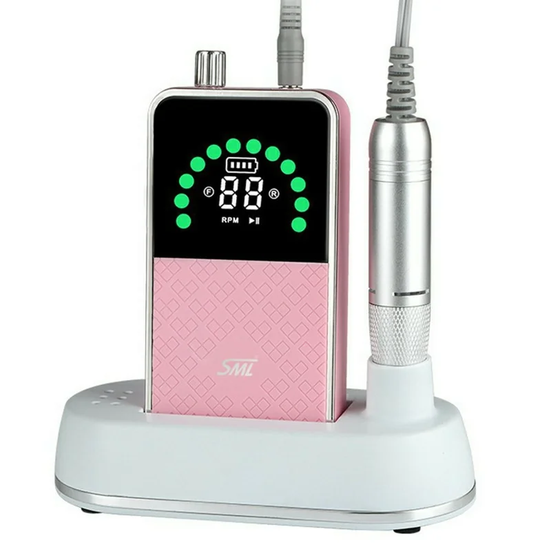 SML Máquina de Broca Portátil para Unhas 50000 RPM com Display Digital - Rosa