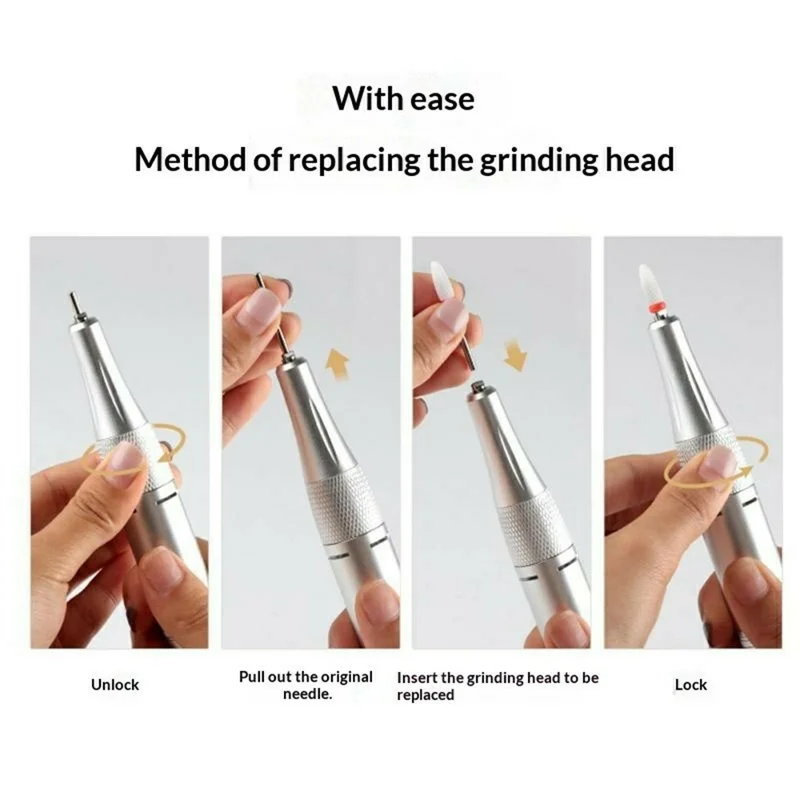 SML Máquina de Broca Portátil para Unhas 50000 RPM com Display Digital - Rosa