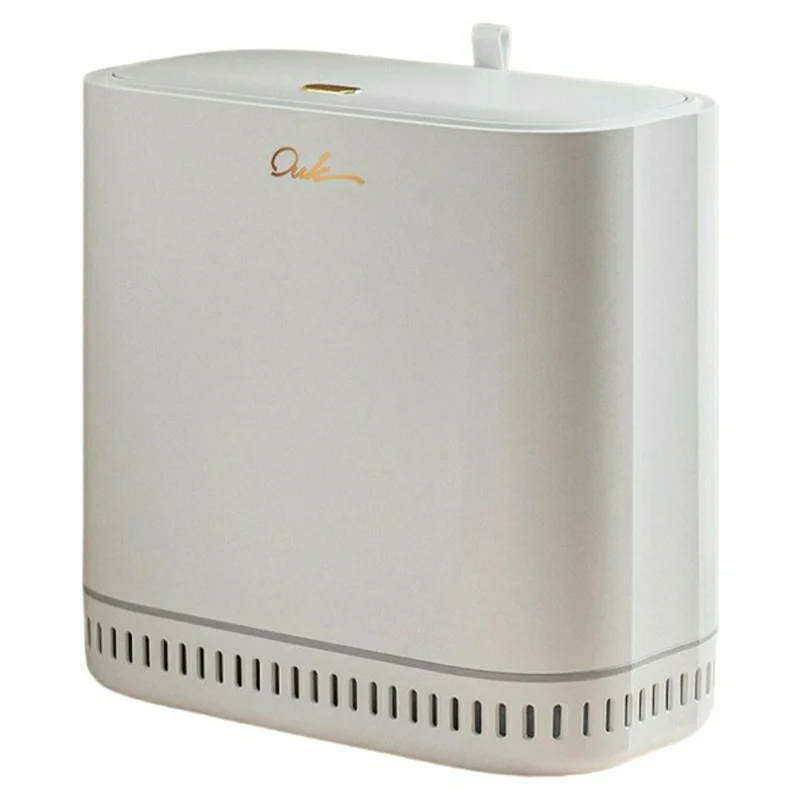 OUK 28 x 15 x 29 cm Smalle Prullenbak voor de Badkamer met Deksel, Ruimtebesparende Smalle Toiletpapiervuilnisbak - Wit