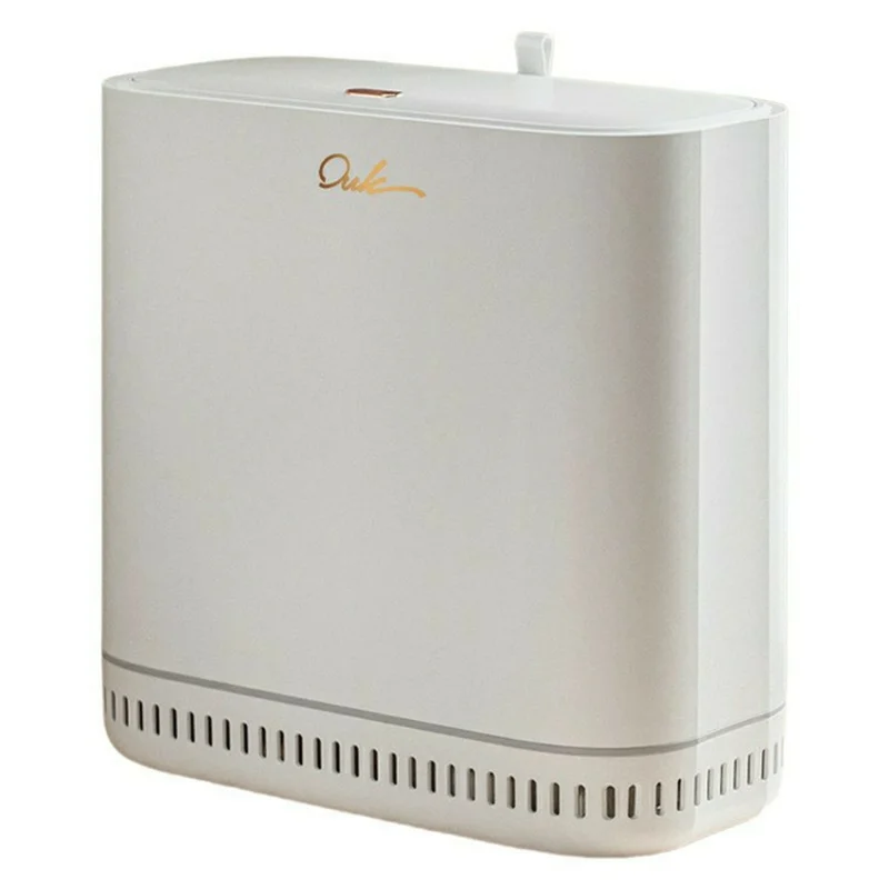 OUK 31 x 15,5 x 32 cm Smalle Badkamerprullenbak met Deksel, Ruimtebesparende Smalle Afgesloten Toiletpapiervuilnisbak - Wit