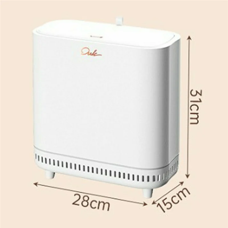 OUK 28 x 15 x 31 cm Slangende Fod Design Smal Badeværelsespapirkurv med Låg, Pladssparende Smal Åbning Lukket Toilet Papirkurv - Hvid