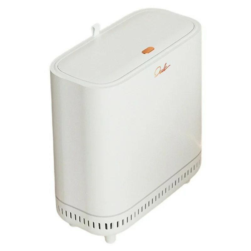 OUK 35 x 15 x 31 cm Slang med løftede fødder, smal skraldespand til badeværelse med låg, pladsbesparende spand til smalle mellemrum, forseglet toiletspand - Hvid