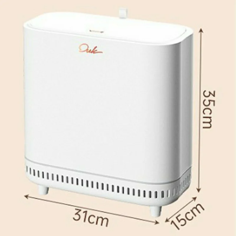 OUK 35 x 15 x 31 cm Slang med løftede fødder, smal skraldespand til badeværelse med låg, pladsbesparende spand til smalle mellemrum, forseglet toiletspand - Hvid