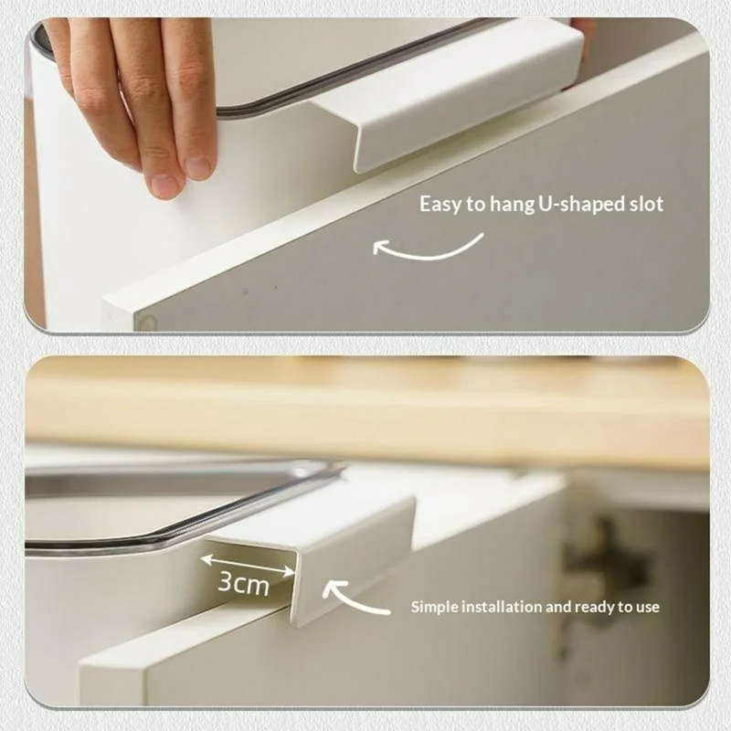 OUK 23,5 x 13 x 13 cm Hangende Prullenbak voor Keukenkastje, Afvalbak voor op het Kastje of aanrecht, Wit