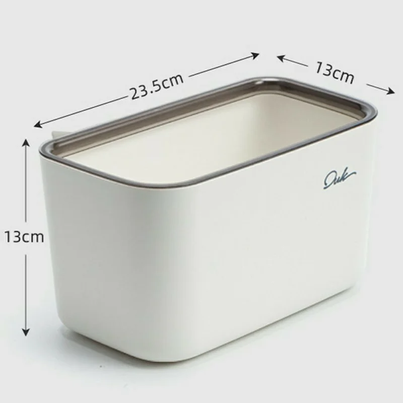 OUK 23,5 x 13 x 13 cm Hangende Prullenbak voor Keukenkastje, Afvalbak voor op het Kastje of aanrecht, Wit