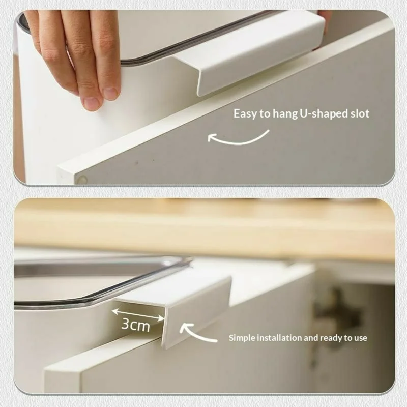 OUK 23,5 x 13 x 27 cm Hangende prullenbak voor keukenkastje, afvalbak, prullenbak voor op het aanrecht - Wit