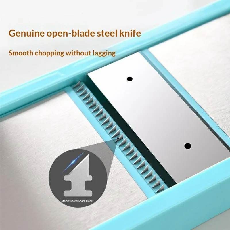 Multifunktions-Gemüseschneider mit 5 austauschbaren Messern, Doppeltür-Handschutz, sicher und effizient (ohne FDA, BPA-frei) - Grün