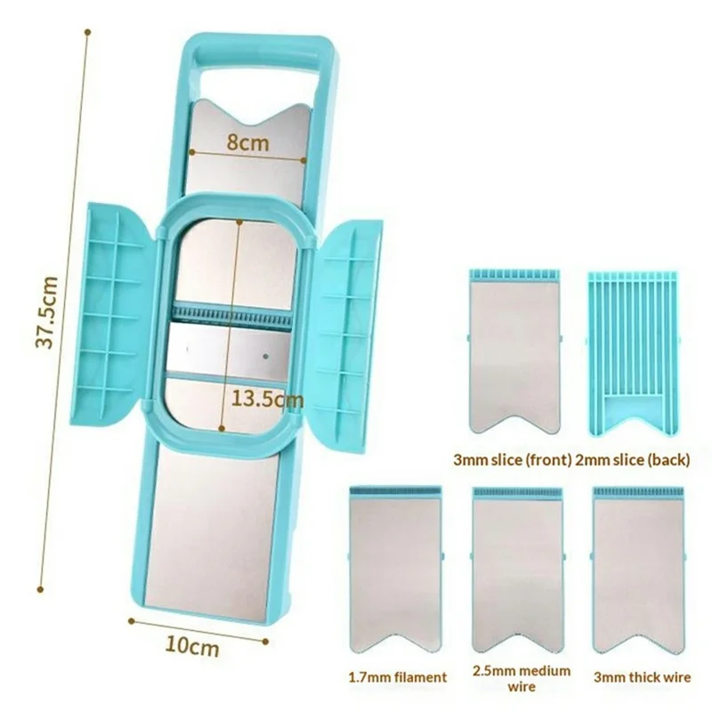 Multifunktions-Gemüseschneider mit 5 austauschbaren Messern, Doppeltür-Handschutz, sicher und effizient (ohne FDA, BPA-frei) - Grün