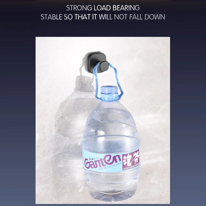 Sugkopperhængelåge til badeværelse, soveværelse, køkken, væghægte, rustfrit stål, firkantet opbevaringsholder - Sort