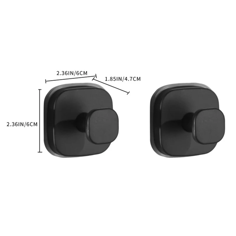 2 pièces de patère à ventouse pour salle de bain, chambre, cuisine, crochet mural, support de rangement carré en acier inoxydable - Noir