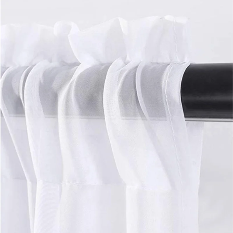 2 Pezzi di Tende Corte a Colore Tinta Unita 76 x 60 cm, Tende a Gazzetta Semi Trasparenti per Cucina Camera da Letto Soggiorno - Bianco