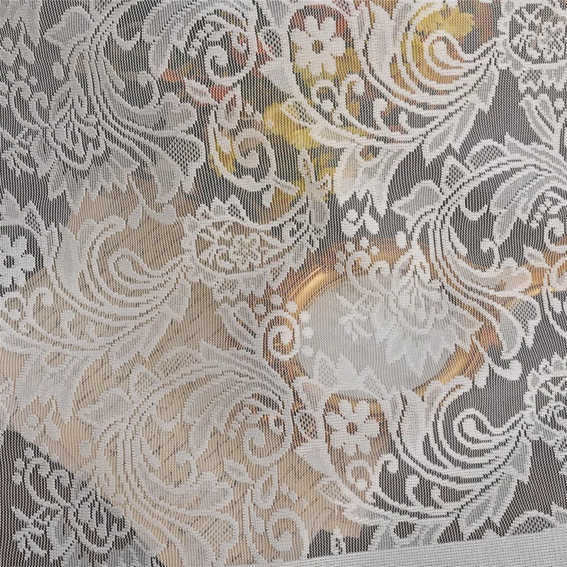 160 x 100cm Sheer Curtain Lace Flower Short Curtain Home Decor for Living Room - White
