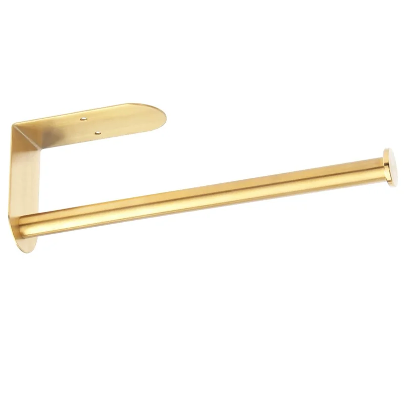 Portarotolo da 33,5 cm per cucina e bagno, senza trapano, in acciaio inox, dispenser per carta igienica - Oro