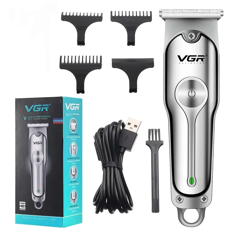 VGR V-071 Professional Hair Clipper Dual Speed Low Noise USB Rechargeable T-Blade Hair Trimmer
