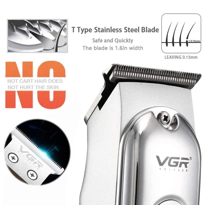 VGR V-071 Professional Hair Clipper Dual Speed Low Noise USB Rechargeable T-Blade Hair Trimmer