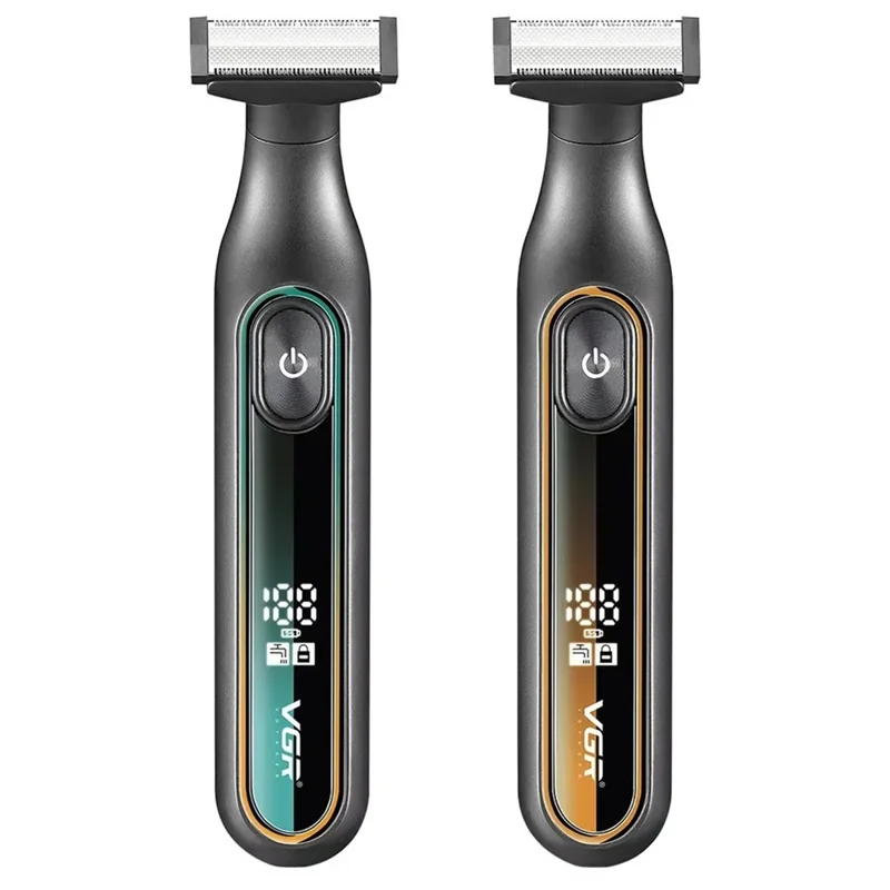 VGR V-360 Elektrischer Rasierer IPX6 wasserdicht, USB wiederaufladbar, mit LED-Display, für Herren – Grün