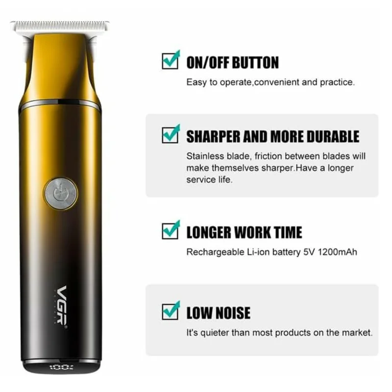 VGR V-986 Digital Display Professional Hair Clipper USB Rechargeable Cordless Hair Trimmer for Home / Salon - Blue