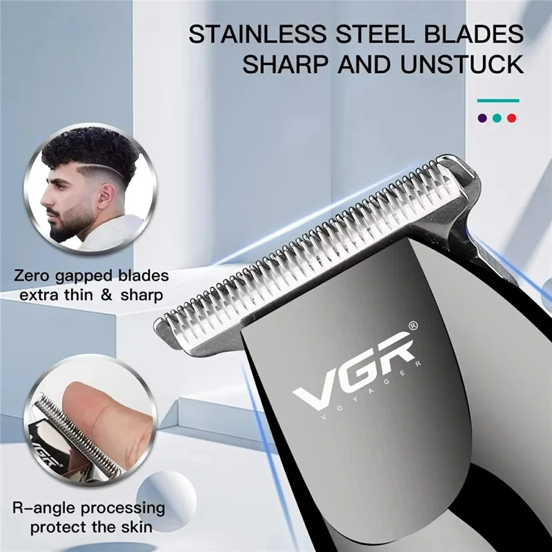VGR V-030 Professional Hair Clipper USB Rechargeable Electric Hair Trimmer with 1  /  2  /  3  /  4  /  5mm Guide Combs - Black