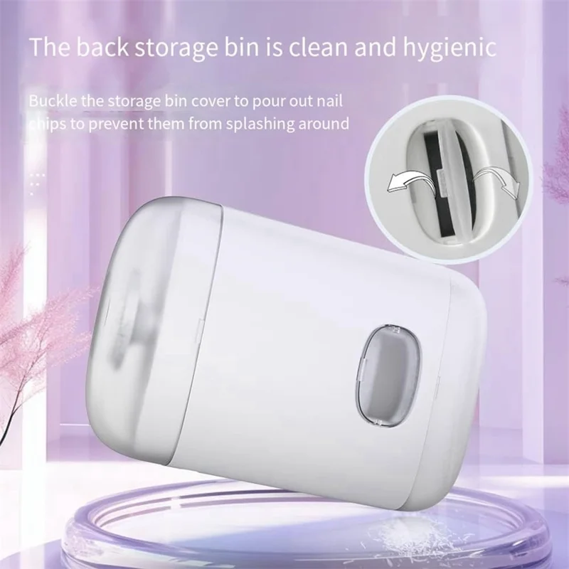 M11 Mini Electric Nail Clipper Ultra Quiet Multifunctional Automatic Nail Trimmer with LED Light - White